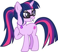 a pinkie pony with glasses on it's head