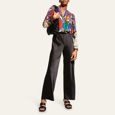 Kobi Halperin "Jojo" blouse in a bold print. V neckline. Long sleeves; button cuffs. Pleated shoulders. Relaxed silhouette. Silk. Dry clean. Imported. Chic Blouse With Bold Print, Chic Long Sleeve Blouse With Abstract Print, Long Sleeve Tops With Vibrant Print For Work, V-neck Printed Blouse For Workwear, Multicolor V-neck Workwear Blouse, Multicolor V-neck Blouse For Work, Fall Workwear Blouse With Abstract Print, Chic Printed Blouse For Workwear, Long Sleeve Blouse With Bold Print For Work