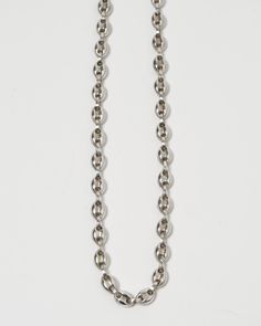 Silver Anchor Chain Necklace Luxury Silver Cable Chain Necklace, Silver Oval Cable Chain Necklace, Silver Oval Necklace With Cable Chain, Silver Polished Chain Necklace, Silver Oval Chain Jewelry, Luxury Oval Link Silver Chain Necklace, Luxury Silver Oval Link Chain Necklace, Luxury Silver Chain Necklace With Oval Links, Silver Oval Chain Necklace For Formal Occasions