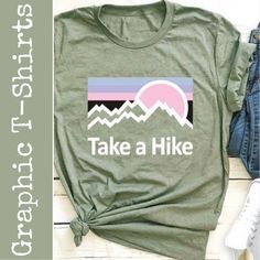 Take A Hike Round Neck T-Shirt Color: Green Size: X-Large Material: 65% Cotton And 35% Polyester Care: Hand Wash Cold Water (See Label Instructions) Length: Approximately 28” Pit To Pit: Approximately 21.5” Ii0614 Spring Outdoor T-shirt With Letter Print, Casual Green Tops For Outdoor Activities, Trendy Outdoor Graphic Print T-shirt, Summer Crew Neck Tops For Outdoor Activities, Spring Graphic Print Tops For Outdoor, Green Relaxed Fit Tops For Hiking, Green Graphic Tee For Outdoor Activities, Spring Outdoor Crew Neck T-shirt, Summer Outdoor Screen Print Tops