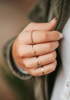 Horseshoe Earrings, Everyday Wear Jewelry, Triple Ring, Dainty Rings, Rope Rings, Tiny Rings, Stacking Bands, Hammered Rings, Ring Ideas