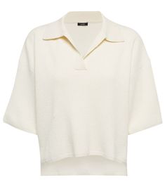 Joseph - Silk-blend toweling polo shirt | Mytheresa Polo Shirt White, Polo Collar, Short Tops, Short Sleeve Shirt, Short Sleeves Tops, Sleeve Shirt, Color Design, Men's Polo Shirt, Polo Ralph Lauren