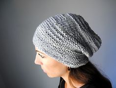 A simple slouchy, winter hat, with just enough garter stitch details to keep things interesting. Knitted Hat Patterns, Slouchy Winter Hat, Hats Pattern, Knit Items, Womens Hats, Hat Knitting Pattern, Knit Projects, Crocheting Ideas, Bonnet Crochet