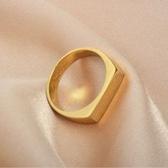 Nwot Brand New Gold Signet Ring. This Chic, Gold Plated Ring With A Rectangular Design Is A Modern Update On The Classic Signet Style. Size: 7. Excellent Condition. Gold Signet Ring, Ring Color, Plated Ring, Gold Plated Rings, Signet Ring, Womens Jewelry Rings, Gold Plate, Size 7, Plating