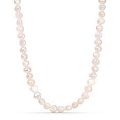 A unique and individual update to your mother's classic string of pearls, this necklace features baroque freshwater pearls that give this necklace an organic and natural beauty. If you feel like regular pearls are a little bit too dated for you, try this one out for a more modern vibe and versatile look. Classic Baroque Pearl Necklace With Pearl Pendant, Single Strand Baroque Pearl Bracelet With Round Beads, Classic Pearl Necklace With Polished Beads, Classic Pearl Necklaces With Polished Beads, Akoya Pearl Necklace With Round Beads And Pearl Charm, Pearl Drop Round Necklace, Akoya Pearl Drop Necklaces With Round Beads, Akoya Pearl Drop Necklace With Round Beads, Pearl Drop Necklace With Round Pearls