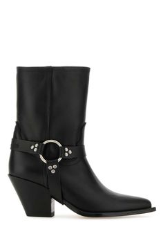 Black Nappa Leather Atoka Ankle Boots from Sonora Ankle Boots Heel, Boots Heel, Boot Companies, Saint Laurent Shoes, Sneaker Wedge, Shoes Booties, Heeled Ankle Boots, Black Ankle Boots, Nappa Leather