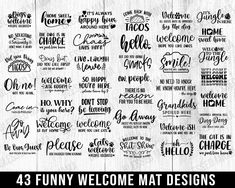 four different font styles for the welcome mat designs