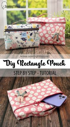 the diy rectangle pouch sewing pattern is easy to sew