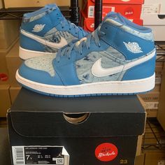 Welcome To The Hypestockpile Poshmark Closet! All Our Products Are 100% Authentic. Item Details: Brand: Nike Air Jordan Item Name: Air Jordan 1 Mid Washed Denim Color: Dutch Blue/White Style Code: Dm8951 400 Year Of Release: 2022 Condition: Brand New With Original Box (Unworn/Deadstock) And Tags If Applicable Size: Please Use The Scroll Down Bar To Check For All Sizes Available! Shipping: Free Shipping! All Orders Purchased Before 1:00 Pm Et. Qualify For Same Business Day Shipping! We Always Dou Denim Blue Lace-up Sneakers For Streetwear, Blue High-top Custom Sneakers With Fade-resistant, Trendy Blue Custom Sneakers With Rubber Sole, Trendy Blue High-top Sneakers With Round Toe, Fade-resistant Blue Sneakers For Streetwear, Blue Fade-resistant Sneakers For Streetwear, Trendy Blue High-top Sneakers, Urban Denim Blue Sneakers For Streetwear, Urban Blue Denim Sneakers