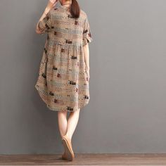 Khaki print summer shift dress long blouseThis dress is made of cotton linen fabric, soft and breathy, suitable for summer, so loose dresses to make you comfortable all the time.Measurement: One Size: length 96cm / 37.44" Bust 106cm / 41.34" Shoulder 45cm / 17.55" Waist 108cm / 42.12" Sleeve Length 24cm / 9.36" Armhole 40cm / 15.6"Materials used: Cotton, linenPayment: We accept payment by paypal and credit card. if you would like to pay by credit card, please choose payment by paypal, and follow Shift Dress Long, Dress India, Dresses To Make, Summer Shift Dress, How To Wear A Scarf, Loose Dresses, Boho Summer Dresses, Shift Dresses, Boho Style Dresses