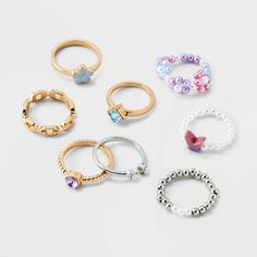 Girls' 8pk Mixed Ring Set with Beaded Butterfly & Flower Ring - art class™ Seed Bead Cute Ring, Beaded Butterfly, Rings Ideas, Kids Rings, Butterfly Flower, Rings For Girls, Young Fashion, Cute Rings, Butterfly Flowers