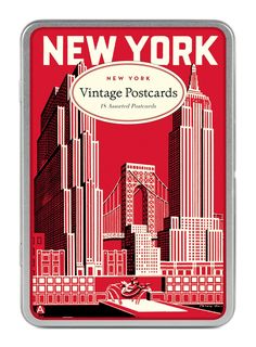 new york vintage postcard tin