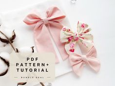 three bows on top of each other with text overlay that reads, pdf pattern + tutorial bundle deal