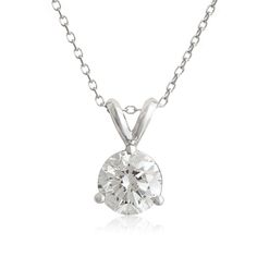 This classy 3-prong setting lets the diamond take center stage. Add a touch of beauty with a diamond solitaire pendant. Timeless Solitaire Diamond Necklace, Elegant Solitaire Diamond Necklace In Diamond White, Timeless Sterling Silver Diamond Necklace With Prong Setting, Elegant Diamond White Solitaire Necklace, Timeless Solitaire Round Cut Jewelry, Elegant Solitaire Diamond White Necklace, Elegant Solitaire Necklace With Vvs Clarity Round Pendant, Timeless Diamond Necklace With Prong Setting, Elegant White Gold Solitaire Necklace Vvs Clarity