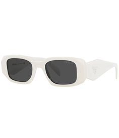 From Prada&#x2C; the Unisex 49mm Rectangle Sunglasses features:Rectangle shapeAcetate frameStandard plastic lensNot Rx-ableNon-polarized  Imported. Rectangular Tinted Sunglasses In Optic White, Rectangle Sunglasses, Eyewear Womens, Dillard's, Eyewear Sunglasses, Sunglasses Accessories, Sunglasses Women, Prada, Mens Sunglasses