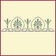 an ornate border with flowers and leaves in green on cream background, suitable for wallpaper or