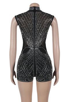 This Beautiful Rhinestone Decor Sleeveless Romper is a must-have for any fashion-forward individual. This romper features a stunning rhinestone embellishment, adding a touch of glamour to any outfit. With its sleeveless design, it's perfect for warm weather and can easily be dressed up or down for any occasion. Get ready to turn heads with this beautiful romper. Decoration Zip Up , Rhinestone Length Above Knee, Mini Style Sexy & Club Fabric Type Blended fabrics Material Polyester , Polyester , S Embellished Jumpsuits And Rompers For Night Out, Elegant Party Jumpsuits And Rompers With Rhinestones, Elegant Rhinestone Jumpsuits For Night Out, Glamorous Party Jumpsuits And Rompers With Rhinestones, Glamorous Embellished Black Jumpsuits And Rompers, Glamorous Black Embellished Jumpsuits And Rompers, Glamorous Embellished Black Jumpsuit, Glamorous Sleeveless Jumpsuits And Rompers For Night Out, Glamorous Sleeveless Jumpsuit For Night Out