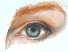 an eye is shown in pastel on paper