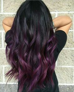 Cinnamon Hair, Purple Highlights, Long Dark Hair