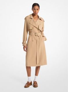 Transitional weather calls for chic layering styles that provide just the right amount of warmth. This trench coat features an array of functional details, such as a double-breasted closure, handy pockets, and an adjustable belt to cinch the waist. Wear yours with a dress and heels for desk-to-dinner plans. Classic Spring Outerwear With Belt Loops, Spring Gabardine Outerwear With Belt Loops, Fall Gabardine Belted Outerwear, Elegant Spring Outerwear With Belt Loops, Spring Double-breasted Outerwear With Belt Loops, Fall Outerwear With Belt Loops, Spring Double-breasted Outerwear With Belted Cuffs, Fitted Gabardine Belted Outerwear, Spring Utility Outerwear In Gabardine