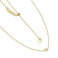 14k yellow gold bezel round shape diamond single pendant. The chain is adjustable in the back so you can wear it as a choker or handing down. Perfect for layering or just worn alone. the chain is a delicate box chain. Material: 14k yellow gold Gold Weight: 2 grams Gold Length: 16 inch Diamond Weight: .02ct Minimalist Yellow Gold Necklace With Smooth Bezel, Minimalist Yellow Gold Bezel Necklace, Minimalist Yellow Gold Solitaire Necklace With Smooth Bezel, Dainty Yellow Gold Necklace With Smooth Bezel, Minimalist Gold Solitaire Necklace With Smooth Bezel, Delicate Gold Jewelry With Smooth Bezel, Gold Solitaire Necklace With Smooth Bezel As A Gift, Gold Minimalist Birthstone Necklace With Bezel Setting, Gold Necklace With Single Diamond Heart Pendant