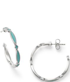 From James Avery&#x2C; these ear posts feature:Sterling silverTeal enamelPost backApprox. 1.06" longMade in the USA. Elegant Enamel Hoop Jewelry, Silver Hoop Enamel Jewelry, Silver Enamel Hoop Jewelry, Nickel Free Enamel Hoop Jewelry, Nickel-free Enamel Hoop Jewelry, Sterling Silver Jewelry Earrings, James Avery, Accessories Jewelry Earrings, Jewelry Earrings Hoops