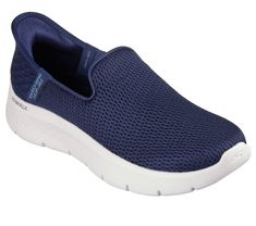 Step-in to convenient walking comfort and cushioning wearing Skechers Hands Free Slip-ins GO WALK Flex - Relish. This laceless design features a breathable athletic mesh upper, our exclusive Heel Pillow , a Skechers Air-Cooled Memory Foam insole, lightweight ULTRA GO cushioning and Flex Pillars for added support. | Skechers Women's Slip-ins: GO WALK Flex - Relish Slip-On Shoes | Narrow Width | Skechers Hands Free Slip-ins for an easy fit | Lightweight, responsive ULTRA GO cushioning | Exclusive Skechers Shoes Women, Skechers Slip On, Happy Shoes, Slip On Trainers, Wide Shoes, Wedge Heel Sandals, Skechers Women, Navy Fashion, Skechers Shoes