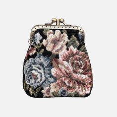 a small purse with flowers on it