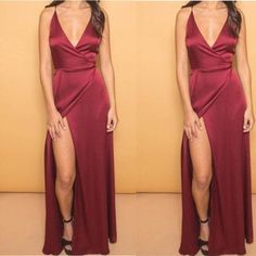 Spaghetti Burgundy Straps Sexy Evening Dress Long Party Gown Vestido De Festa 2018 Floor-length Satin Slip Dress For Date Night, Satin Floor-length Slip Dress For Date Night, Modal Satin V-neck Party Dress, Backless Satin Prom Evening Dress, Backless Satin Evening Dress For Prom, Satin Maxi Length Slip Dress For Date Night, Satin Slip Dress For Date Night, Maxi Length, Satin Maxi-length Slip Dress For Date Night, Fitted Floor-length Modal Satin Dress