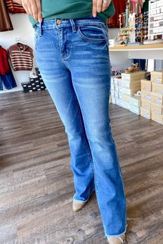 Alison Sunfaded Mid Rise Kick Flare Denim by Vervet! Cute and comfy denim by Vervet! Comfort Stretch Denim High Rise Mini Flare, Full Length, Raw Hem F. Rise: 9" / Inseam: 24'' / Leg Opening: 20 65% COTTON, 21% POLYESTER, 12% VISCOSE, 2% SPANDEX Soft-washed Medium Wash Denim Bottoms, Soft-washed Denim Jeans For Spring, Spring Soft-washed Denim Jeans, Soft-washed Casual Denim Jeans, Casual Soft-washed Denim Jeans, Medium Wash Flare Denim Jeans, Denim Blue Washed Stretch Flare Jeans, Washed Denim Blue Flare Jeans, Stretch Washed Denim Flare Jeans