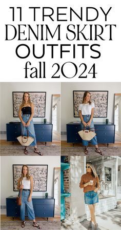 Denim Skirt Outfit Fall 2024, Outfits With Midi Denim Skirt, Light Jean Skirt Outfit, How To Style Jeans Skirt, How To Wear A Long Jean Skirt, How To Style Midi Denim Skirt