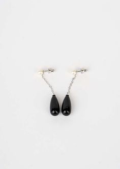 Materials: sterling silver plated with platinum onyx and freshwater pearl    dimension: l6cm    weight: 2.4g    title tag  soft mountains pure onyx earring pair | 157moments Onyx Earrings, Sterling Earrings, Sterling Silver Earrings, Freshwater Pearls, Onyx, Silver Plate, Silver Plated, Platinum, Drop Earrings