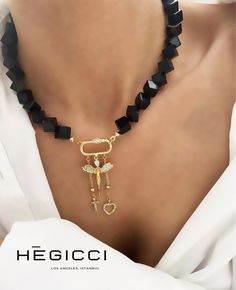 Handmade Cube Agate Stone Gold Plated Necklace, Black Stone Bohemian Jewelry, Angel Pendant Set, Heart Pendant, Gift for Her, Holiday Gift by Hegicci on Etsy Black Dangle Jewelry With Heart Charm, Black Heart Beads Dangle Jewelry, Black Crystal Necklace With Natural Stones, Black Dangle Crystal Necklaces For Gift, Black Dangle Crystal Necklace For Gift, Black Bohemian Crystal Choker Necklace, Black Heart Necklace With Lobster Clasp, Bohemian Black Crystal Necklace For Party, Black Heart Beads For Jewelry Making