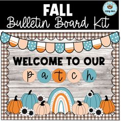 fall bulletin board kit with pumpkins and bunting