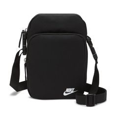 Gear up on the go with the Nike Sportswear Heritage Crossbody Pack. An adjustable strap allows you to customize the fit to wear this pack across your body. Zippered pockets allow for convenient and secure small-item storage while you're out having fun. Zippered main compartment securely stores your things. Lock-in clasp closure. Inside pocket keeps small items organized. Adjustable crossbody strap for versatile carrying options. Dimensions: 9"" H x 6"" W x 3"" D. Shell: 100% densely woven polyes Nike Crossbody Bag, Ensemble Nike, Mochila Nike, Mochila Adidas, Gear Organizer, Nike Bags, Hip Pack, Small Item Storage, Style Noir