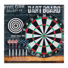 a dart board with darts and american flags on it