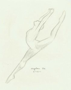 a pencil drawing of a female figure in mid - air