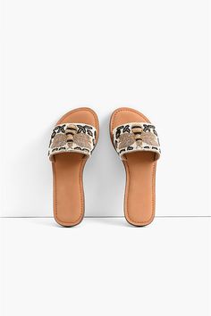 Bee Glam Slide Sandals | America & Beyond Aztec Bracelet, Free Spirited Woman, Sandals Collection, Cute Sandals, Bead Leather, Open Toe Sandals, Toe Sandals, Gold Set, Girls Best Friend