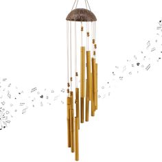 a wind chime with musical notes coming out of it