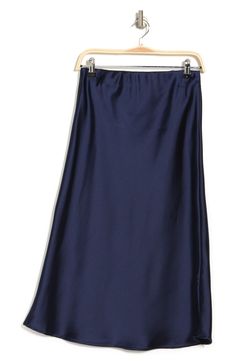 Elevate your wardrobe with this pull-on bias satin midi skirt for elegant, feminine style. 31" length (size S) Elasticized waist Pull-on style Satin construction 97% polyester, 3% spandex Machine wash cold, line dry Made in USA Model’s stats for sizing: 5’10” height, 34” bust, 27” waist, 35” hips. Model is wearing size S. Silk Midi Length Maxi Skirt, Flowy Silk Midi Maxi Skirt, Flowy Silk Maxi Skirt, Midi Length, Classic Silk Midi Skirt, Classic Silk Flared Skirt, Silk Skirt With Bias Cut And Relaxed Fit, Satin Midi Skirt With Lining, Satin Flowy Skirt For Work, Satin Lined Maxi Skirt For Work