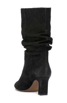 A slouchy shaft amplifies the modern appeal of a versatile boot balanced by a slender toe and block heel. 2 1/2" heel 9 1/2" shaft; 14" calf circumference Pull-on style Leather upper/synthetic lining/rubber sole Imported Leather Mid-calf Boots With High Shaft For Fall, Leather High Shaft Mid-calf Boots For Fall, Heeled Boots With Stacked Heel And High Shaft, Wide Calf Boots With Stacked Heel For Evening, Evening Boots With Stacked Heel And Wide Calf, Evening Mid-calf Boots For Fall, Chic High Shaft Boots With Stacked Heel, Fall Mid-calf High Shaft Boots Medium Width, Fall Mid-calf Boots With High Shaft