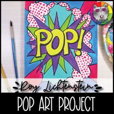 the pop art project is on display with other items