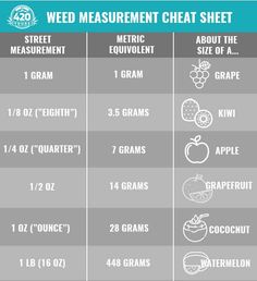 the measurements chart for different types of food