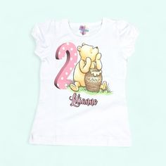 vintage winnie the pooh shirt Cute Cartoon Print Top For First Birthday, Cute Cartoon Print Tops For First Birthday, Cute Short Sleeve Shirt For First Birthday, First Birthday Tops With Cartoon Print And Short Sleeves, Cute Personalized Tops For First Birthday, Cartoon Print Short Sleeve Tops For First Birthday, Cute First Birthday T-shirt With Character Print, Winnie The Pooh Birthday Outfit, Winnie The Pooh Shirts