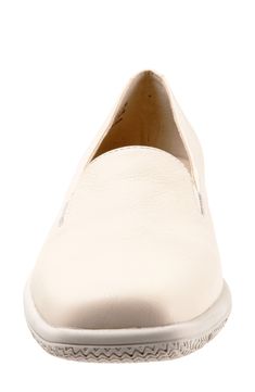 This sporty loafer features a lightweight sole, breathable cushioning and elastic gore insets that offer a bit of stretc for a perfect fit. 1" heel Removable, cushioned insole with arch support Leather upper/textile lining/synthetic sole Imported Women's Shoes Slip-on Walking Shoes With Textured Sole, Flat Slip-on Loafers For Walking, Comfortable Beige Slip-on Loafers, Beige Comfortable Slip-on Loafers, Beige Synthetic Slip-ons With Textured Sole, Comfortable Slip-on Beige Loafers, Spring Leather Walking Shoes With Arch Support, Comfortable Slip-on Loafers With Branded Insole, Leather Walking Shoes With Arch Support For Spring