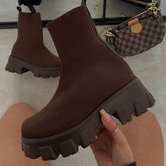 Mid-Calf Biker Booties | Fashionsarah.com | Red |  | #description# Couple Socks, Sock Ankle Boots, Chique Outfit, Platform Boots Women, Sneakers And Socks, New Couple, Botas Chelsea, Trendy Fits, Sneakers Patterns