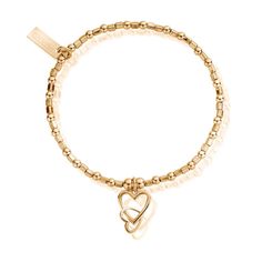 Chlobo Yellow Gold Plated Interlocking Hearts Bracelet Heart Symbol, Two Hearts, Gorgeous Bracelet, Silver Pieces, Two People, Heart Bracelet, Bracelet Stack, Gold Plated Sterling Silver, Bracelet Sizes