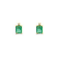 Shop our classic yet exceptionally beautiful emerald stud earrings with a diamond accent. A gorgeous piece to enjoy in your jewelry wardrobe for years to come. Emerald cut emerald stones: 2 ct 14K solid gold Claw signature prong style Diamond accents - .05 ct. each Earring overall size 10mm H x 5mm W Handmade in NYC In stock Metaphysical properties: Emerald is known as the “stone of successful love”. It brings loyalty and provides for domestic bliss. It enhances unconditional love, unity and pro Luxury Green Diamond Earrings Gift, Luxury Green Diamond Earrings For Gift, Classic Green Diamond Earrings, Elegant Emerald Diamond Earrings, Elegant Green Emerald-cut Diamond Earrings, Elegant Green Emerald Cut Diamond Earrings, Green Emerald-cut Earrings With Diamond Accents, Emerald Cut Green Earrings With Diamond Accents, Elegant Green Diamond Earrings In Prong Setting