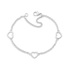 Buy Heart Station Charm Bracelet for USD 78.00 | James Avery Silver Dainty Charms, Mother's Day Metal Charm Bracelet, Dainty Silver Charms, Adjustable Heart Bracelet With Extender, Dainty Heart Bracelet With Charms, Elegant Adjustable Charms, Everyday Charm Bracelet With Heart Charm, Double Heart Bracelet For Mother's Day, Nickel Free Heart Charms