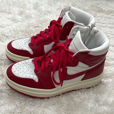 Nike Air Jordan 1 Elevate High Platform Sneakers. Red And White Color. Size 7.5 Women’s. Worn Once. Like New Red Air Jordans, Jordans Red, High Platform Sneakers, Air Jordan 1 Elevate High, Jordan 1 Elevate High, Jordan 1 Elevate, Jordan Red, Nike Air Jordan 1, Platform Sneakers